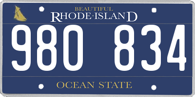 RI license plate 980834