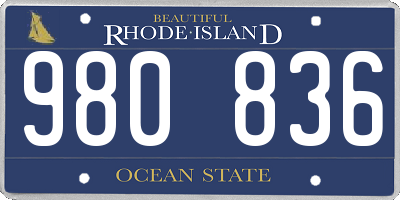 RI license plate 980836