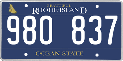 RI license plate 980837