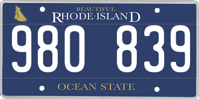RI license plate 980839