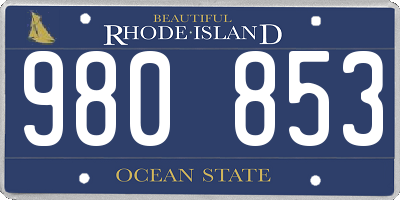 RI license plate 980853