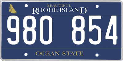 RI license plate 980854