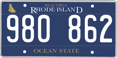 RI license plate 980862