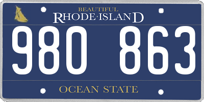 RI license plate 980863