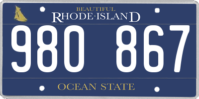 RI license plate 980867