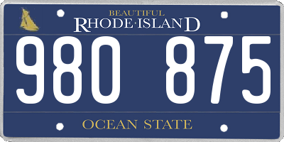 RI license plate 980875