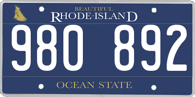 RI license plate 980892