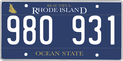 RI license plate 980931