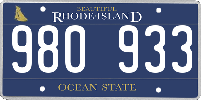 RI license plate 980933