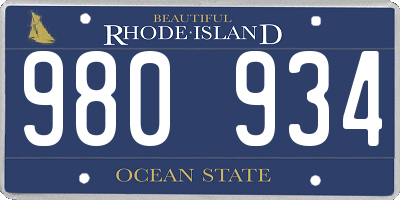 RI license plate 980934