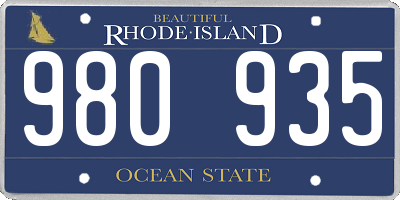 RI license plate 980935