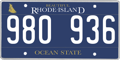 RI license plate 980936