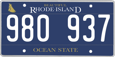 RI license plate 980937