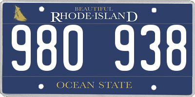 RI license plate 980938