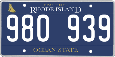 RI license plate 980939