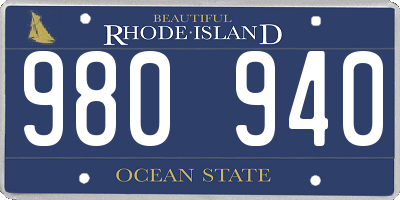 RI license plate 980940