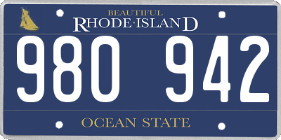 RI license plate 980942