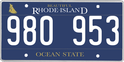 RI license plate 980953