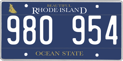 RI license plate 980954