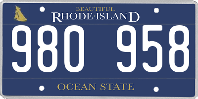 RI license plate 980958