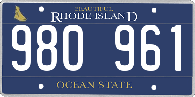 RI license plate 980961