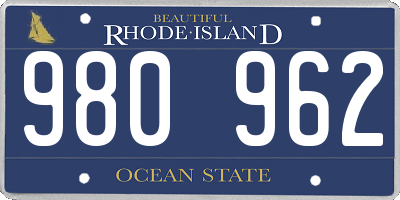 RI license plate 980962