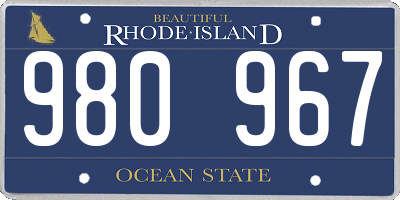RI license plate 980967