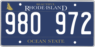RI license plate 980972