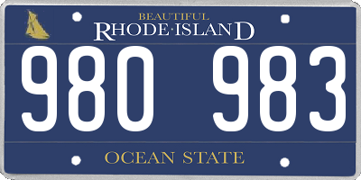 RI license plate 980983