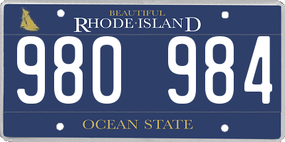 RI license plate 980984