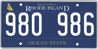 RI license plate 980986