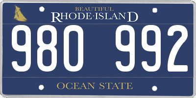 RI license plate 980992