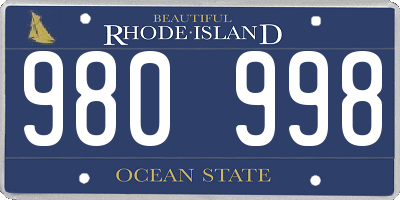 RI license plate 980998