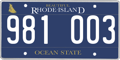 RI license plate 981003