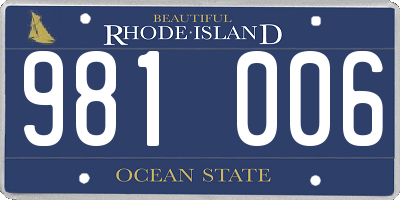 RI license plate 981006