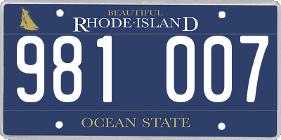 RI license plate 981007