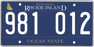 RI license plate 981012