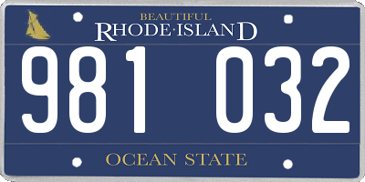 RI license plate 981032