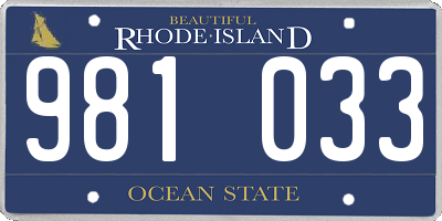 RI license plate 981033