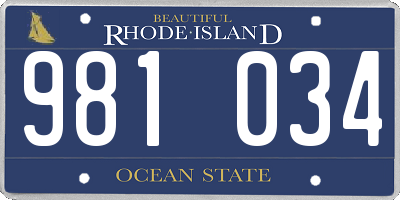 RI license plate 981034