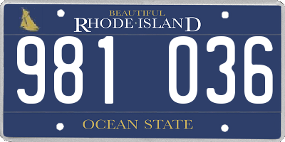 RI license plate 981036