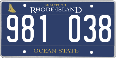 RI license plate 981038