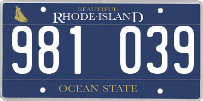 RI license plate 981039