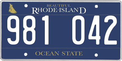 RI license plate 981042