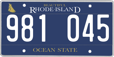 RI license plate 981045