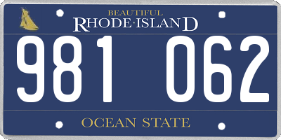 RI license plate 981062