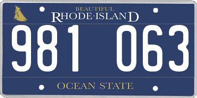 RI license plate 981063