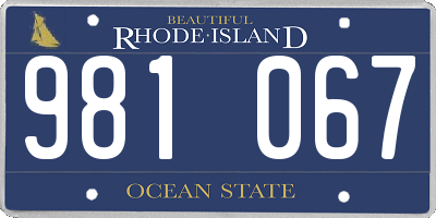 RI license plate 981067