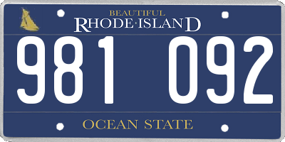 RI license plate 981092