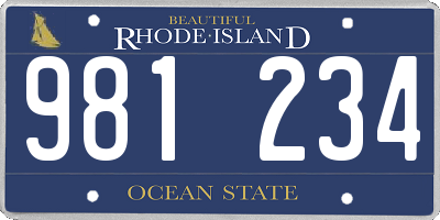 RI license plate 981234